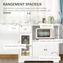 HOMCOM Meuble micro-ondes pour cuisine - tiroir, 3 portes, niche - dim. 90L x 40l x 82H cm - MDF blanc