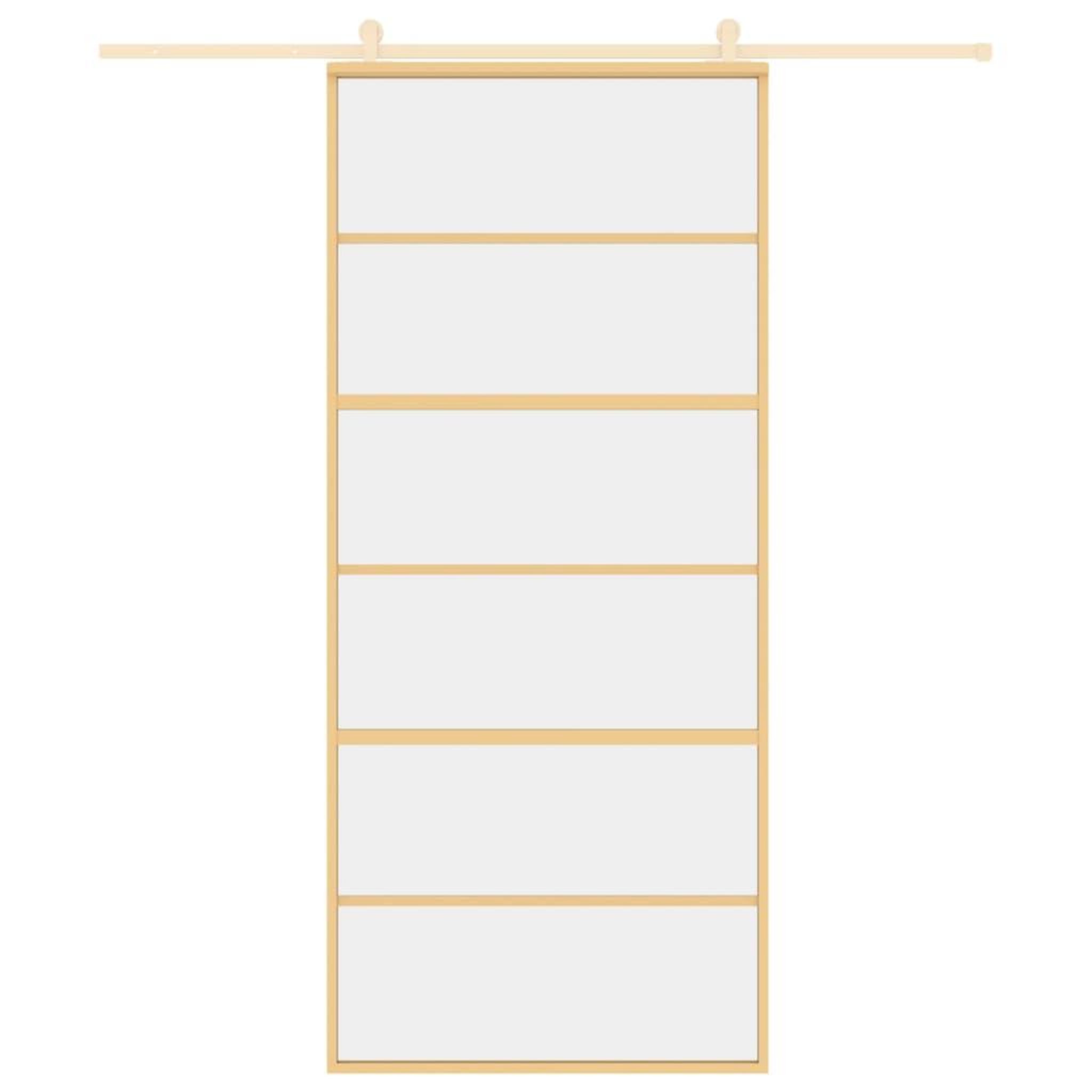 Voir la diapositive 3 : VIDAXL Porte coulissante dore 90x205 cm verre ESG clair et aluminium