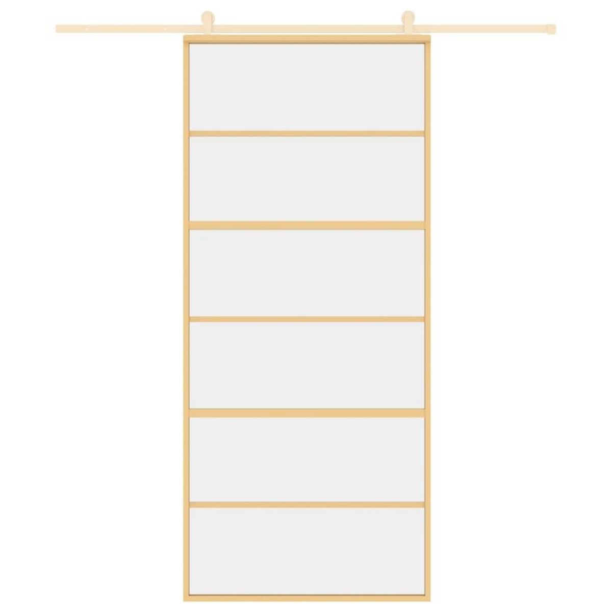 VIDAXL Porte coulissante dore 90x205 cm verre ESG clair et aluminium