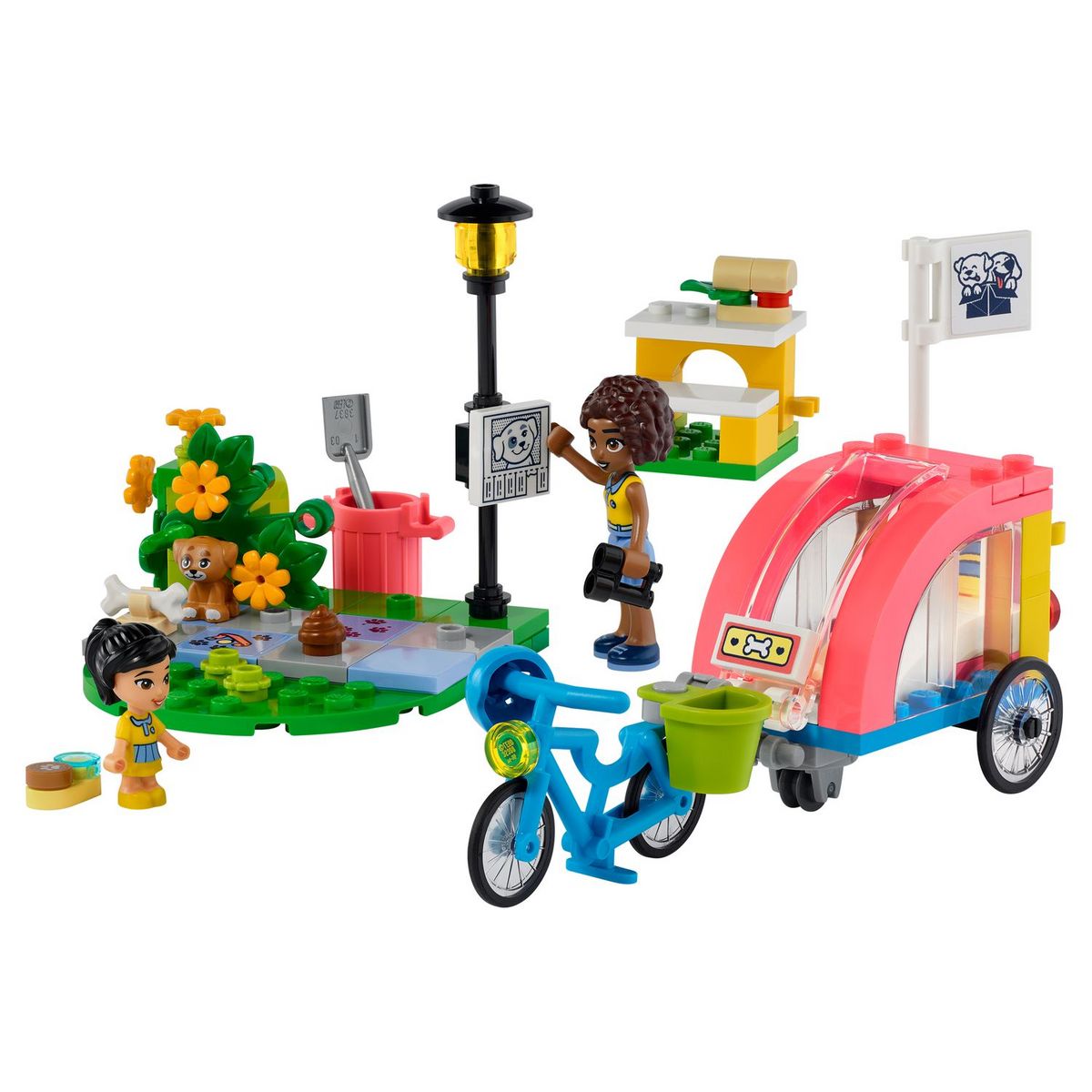 LEGO Friends 41738 Le vélo de sauvetage canin, Jouet Enfants 6 Ans, Jeu d'Animaux avec Figurine de Chiot et 2 Mini-Poupées