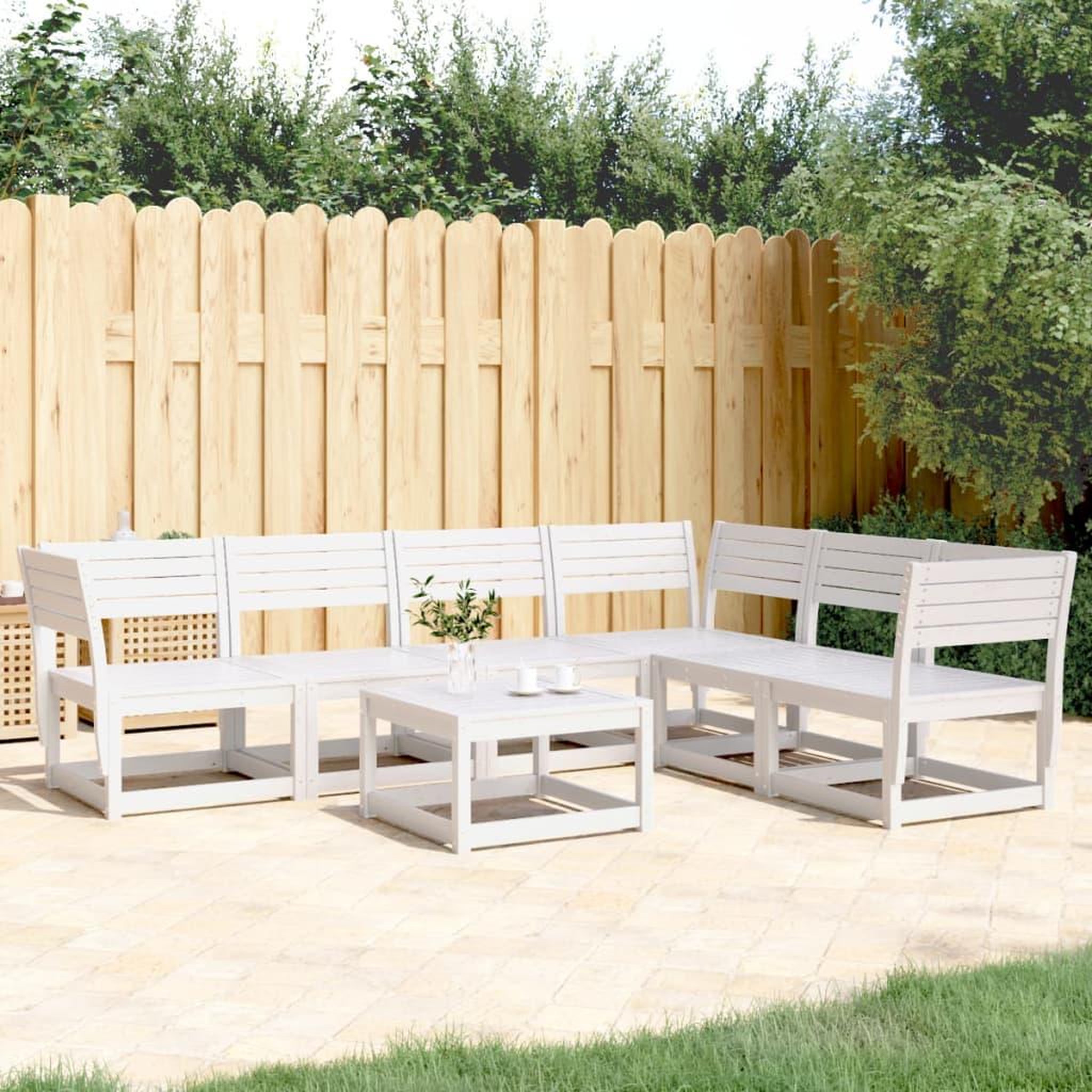 VIDAXL Salon de jardin 6 pcs blanc bois de pin massif