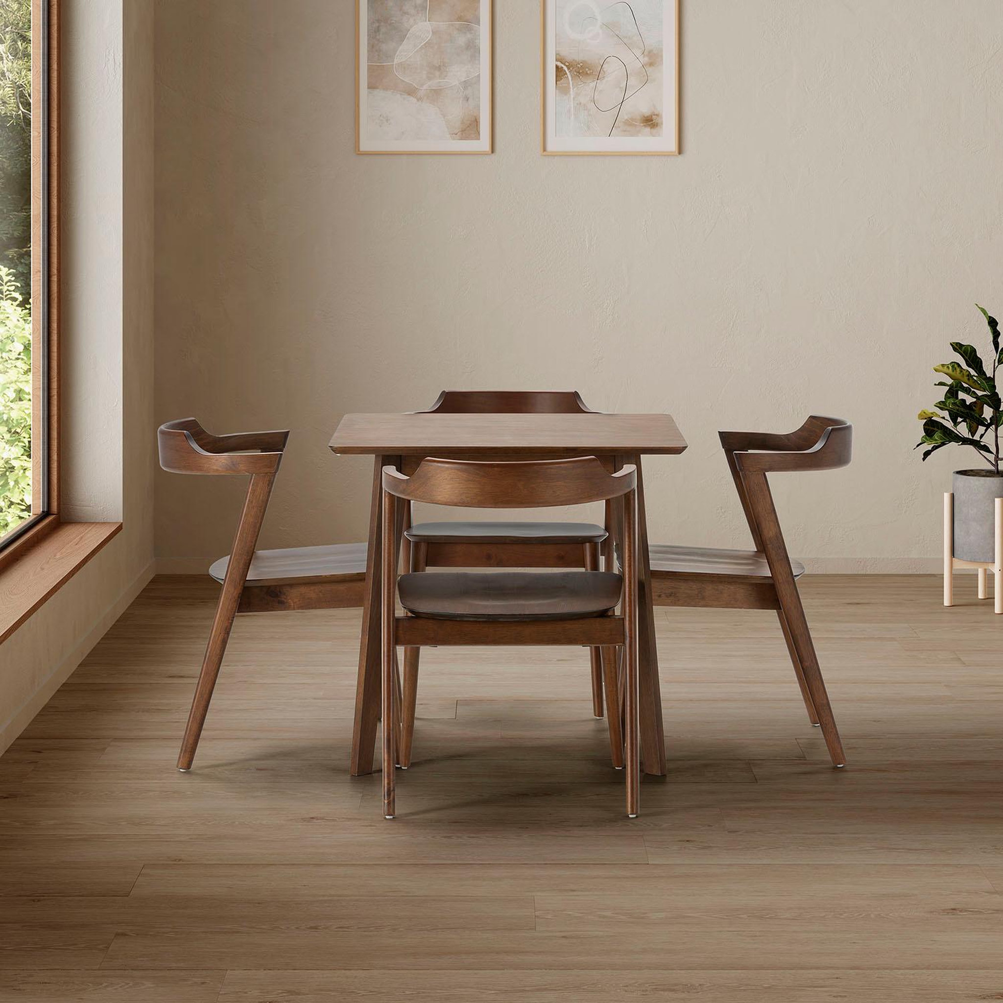 Voir la diapositive 2 : VS VENTA-STOCK Ensemble table 80x80 cm et 4 chaises de salle à manger Venus Noyer