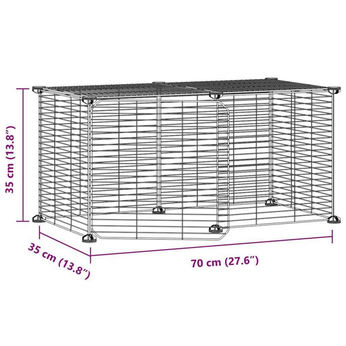 VIDAXL Cage animaux de compagnie a 8 panneaux et porte Noir 35x35 cm