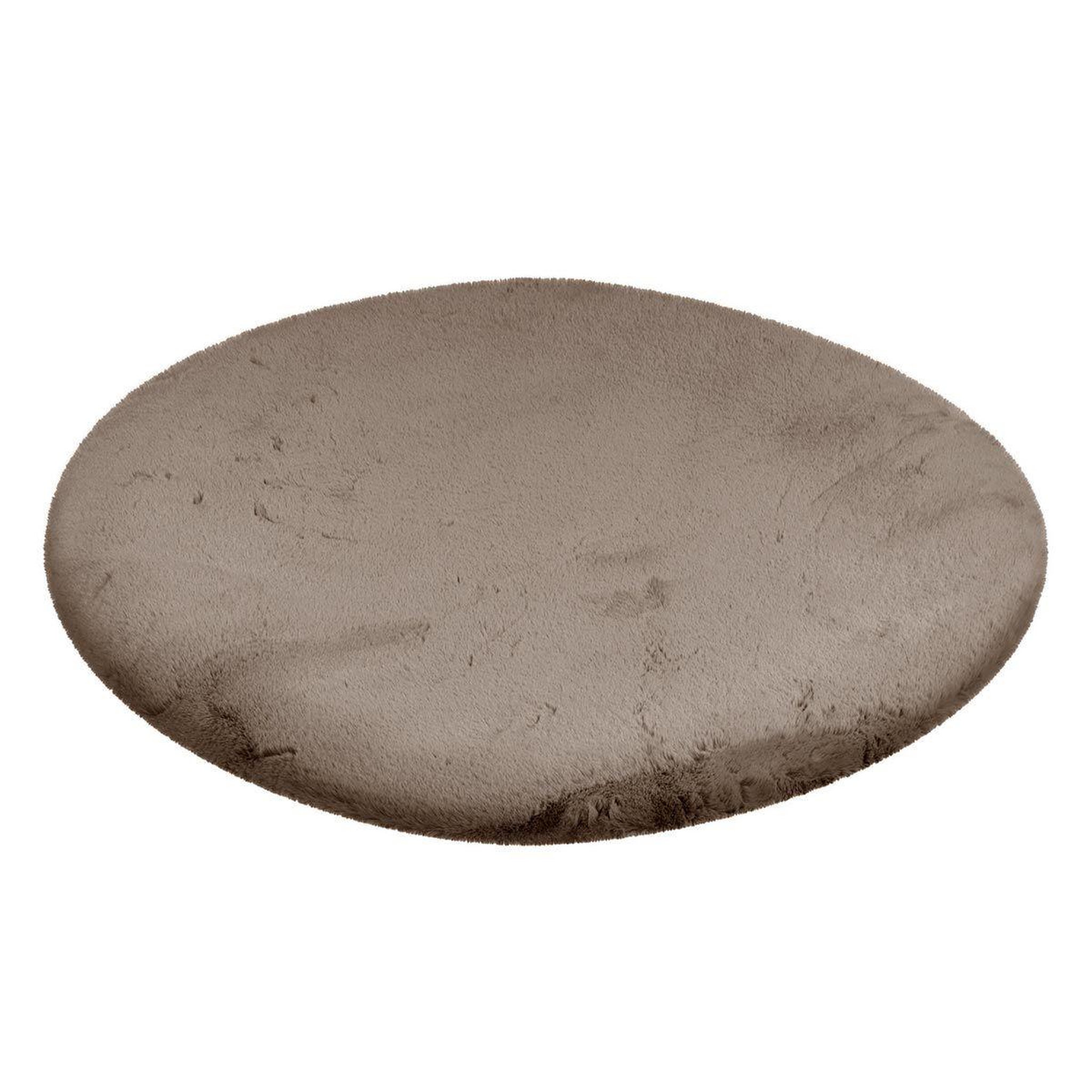 Voir la diapositive 2 : Paris Prix Tapis uni rond doux à poils longs  rabbit  taupe