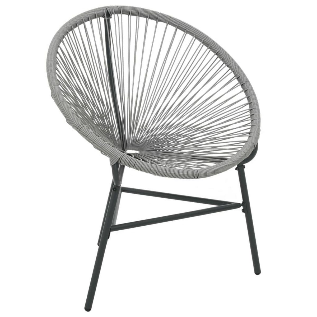 VIDAXL Chaise de jardin sous forme de lune Resine tressee Gris