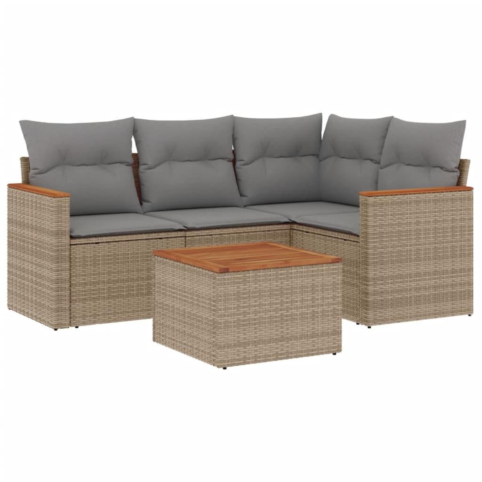 Voir la diapositive 2 : VIDAXL Salon de jardin avec coussins 5pcs melange beige resine tressee