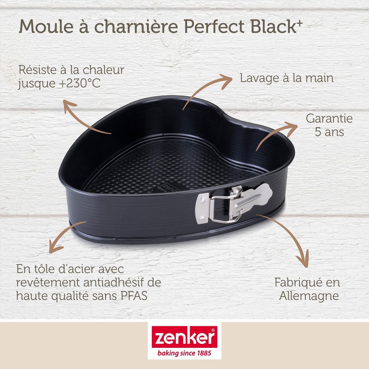 ZENKER Moule à Charnière en Forme de Cœur 24 x 28 x 7 cm Zenker PerfectBack+