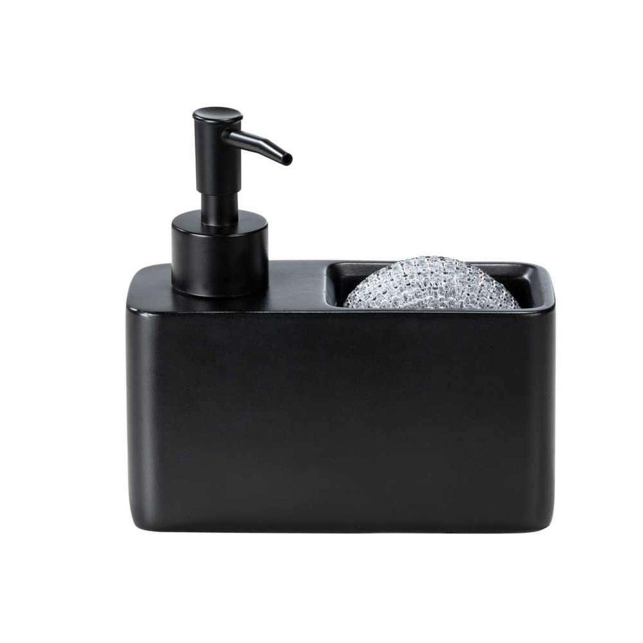 Voir la diapositive 2 : Wenko Distributeur de savon avec porte éponge - Noir