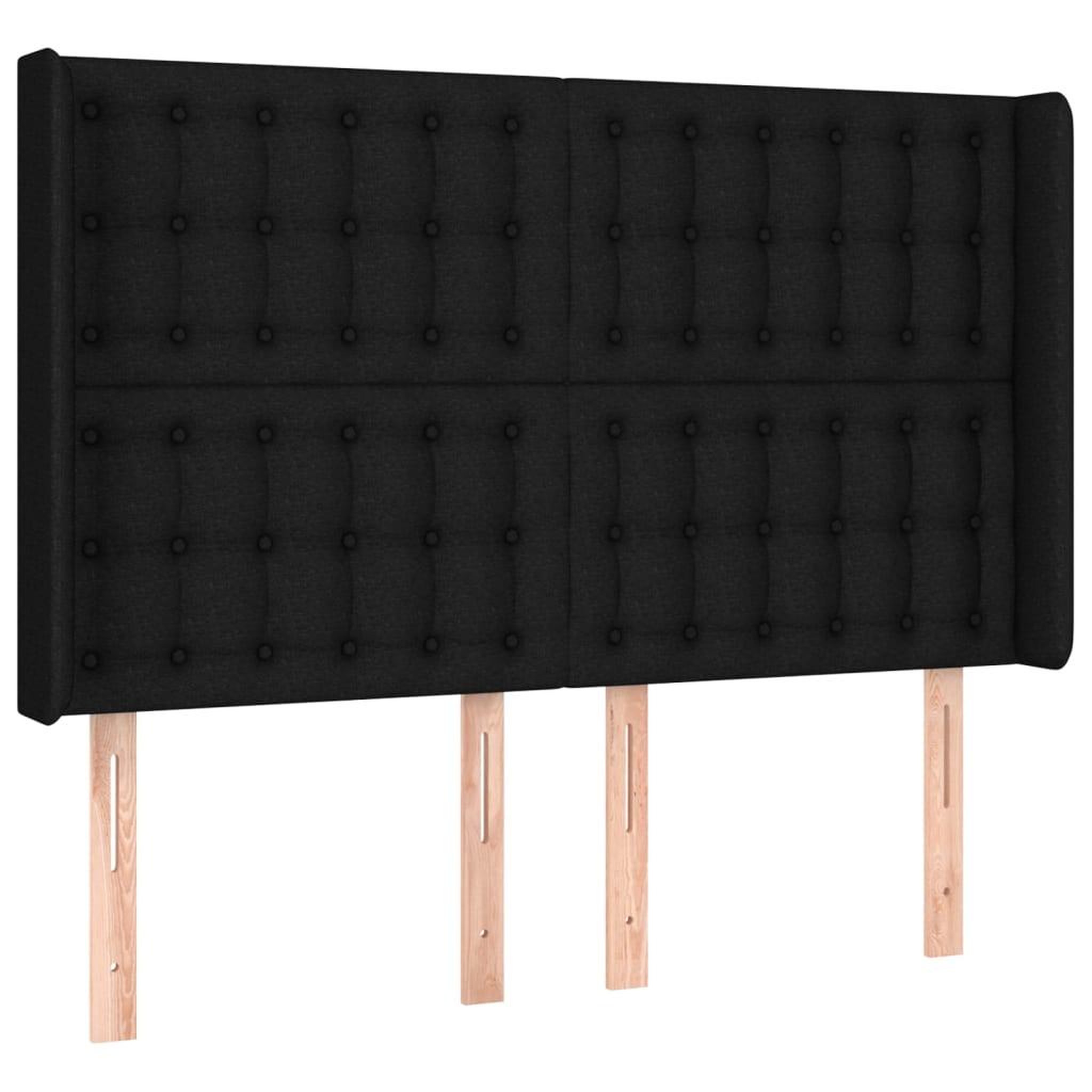 Voir la diapositive 2 : VIDAXL Tete de lit avec oreilles Noir 147x16x118/128 cm Tissu