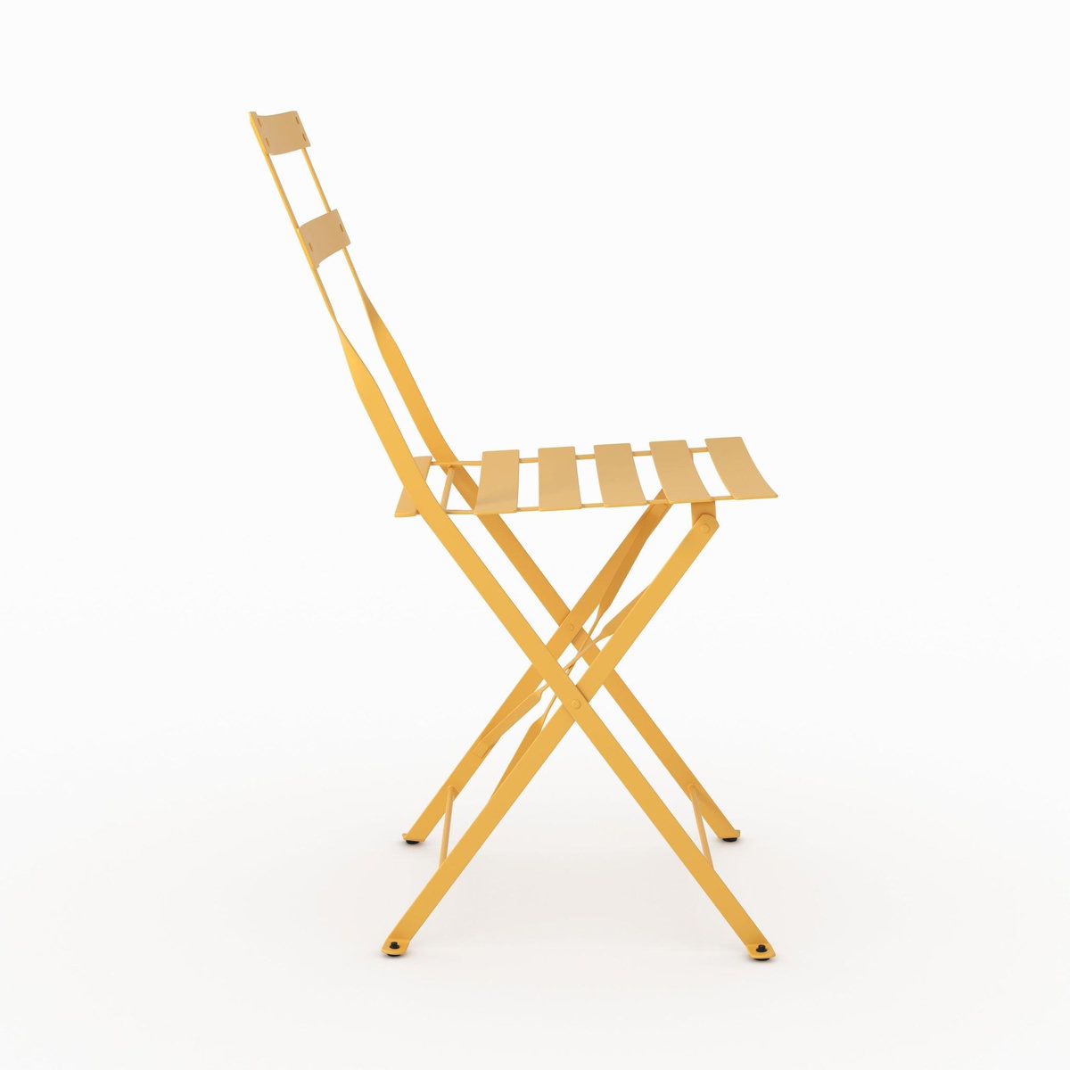 Rendez vous déco Lot de 2 chaises de jardin en métal jaune beurre, pliantes-Toba