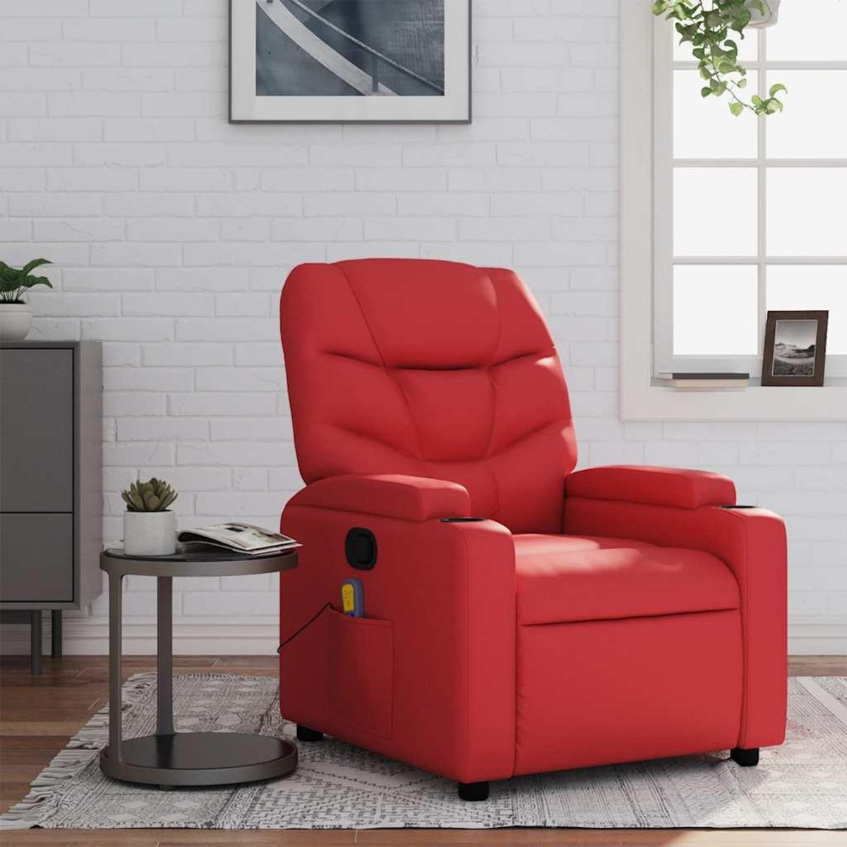 VIDAXL Fauteuil de massage inclinable rouge similicuir