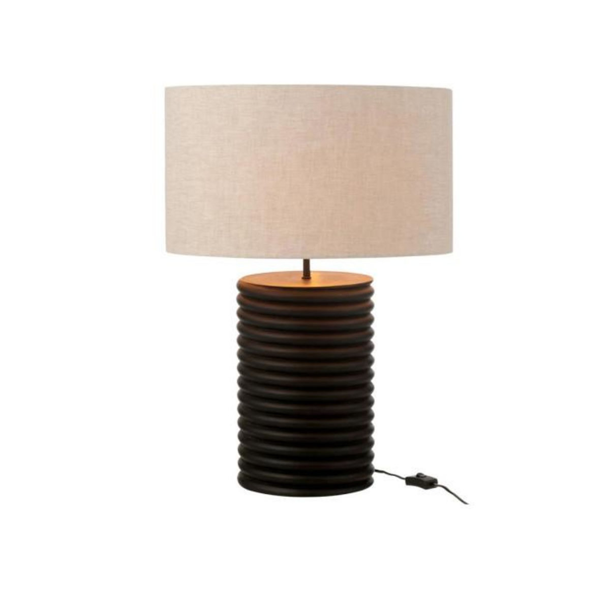 Paris Prix Lampe à Poser Filetage en Bois  Ailanthus  70cm Noir