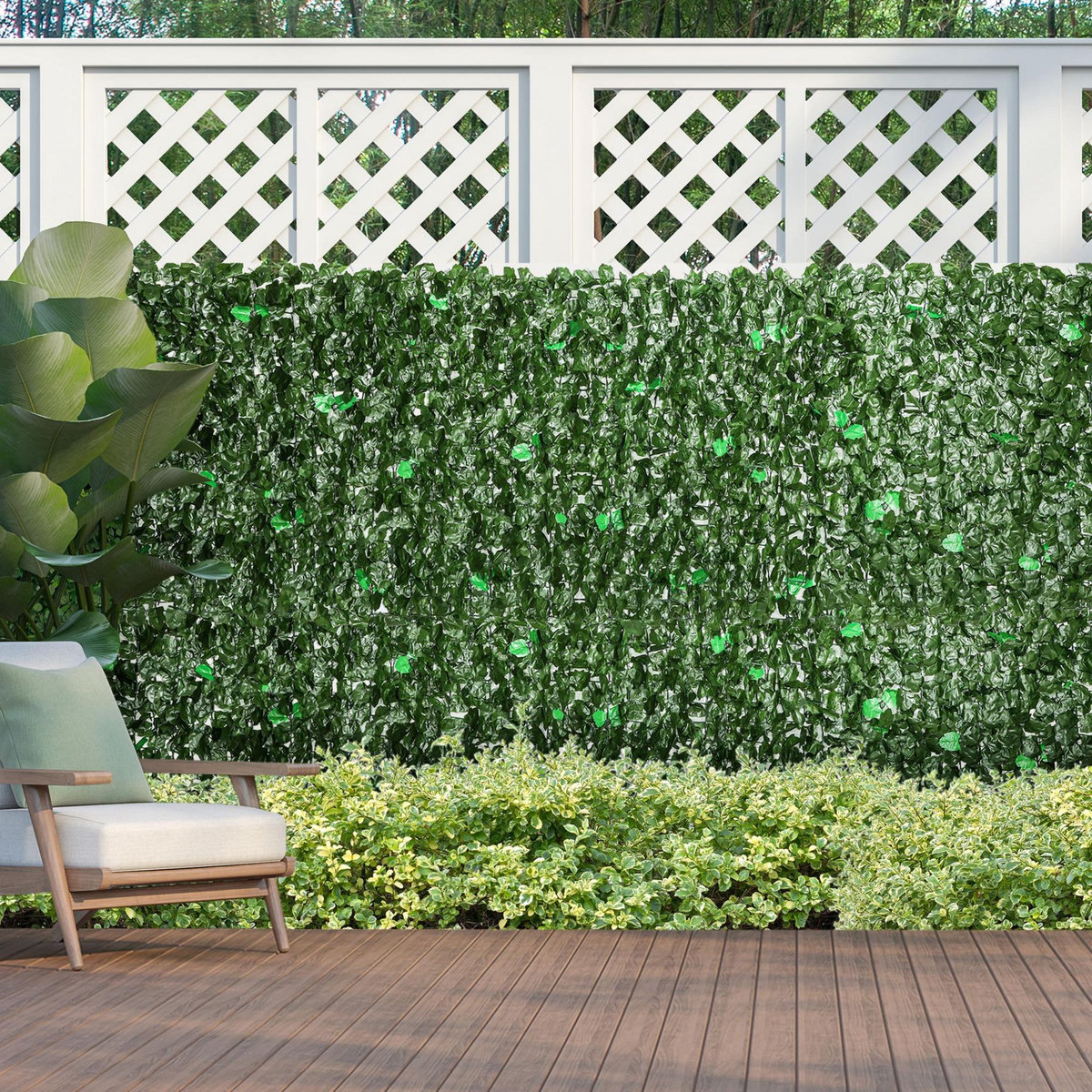 OUTSUNNY Haie artificielle lierre brise-vue rouleau dim. 3L x 1H m feuillage réaliste anti-UV vert