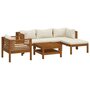 Voir la diapositive 2 : VIDAXL Salon de jardin 6 pcs avec coussin creme Bois d'acacia solide