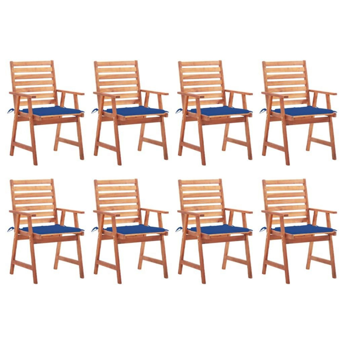 VIDAXL Chaises a manger d'exterieur lot de 8 et coussins Acacia massif