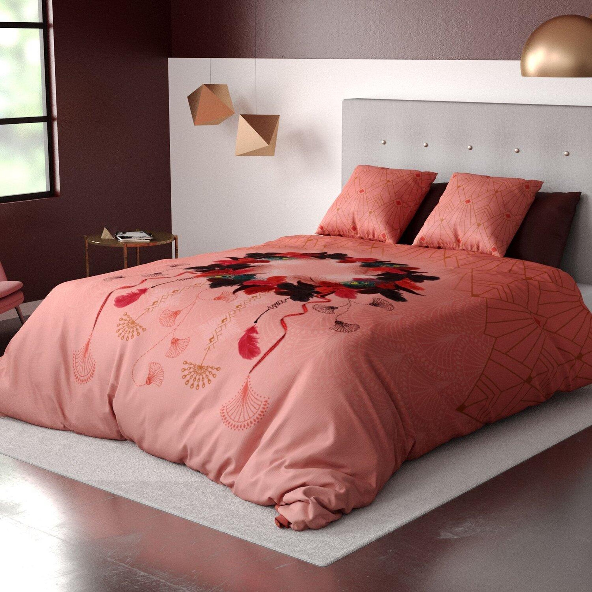 Les Ateliers du Linge Parure housse de couette 100% coton 47 fils-cancan dream. Coloris disponibles : Rose