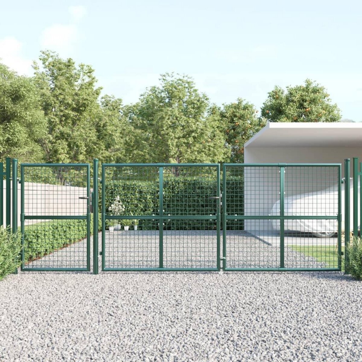 VIDAXL Portal de jardin maille vert 400x175 cm acier galvanise