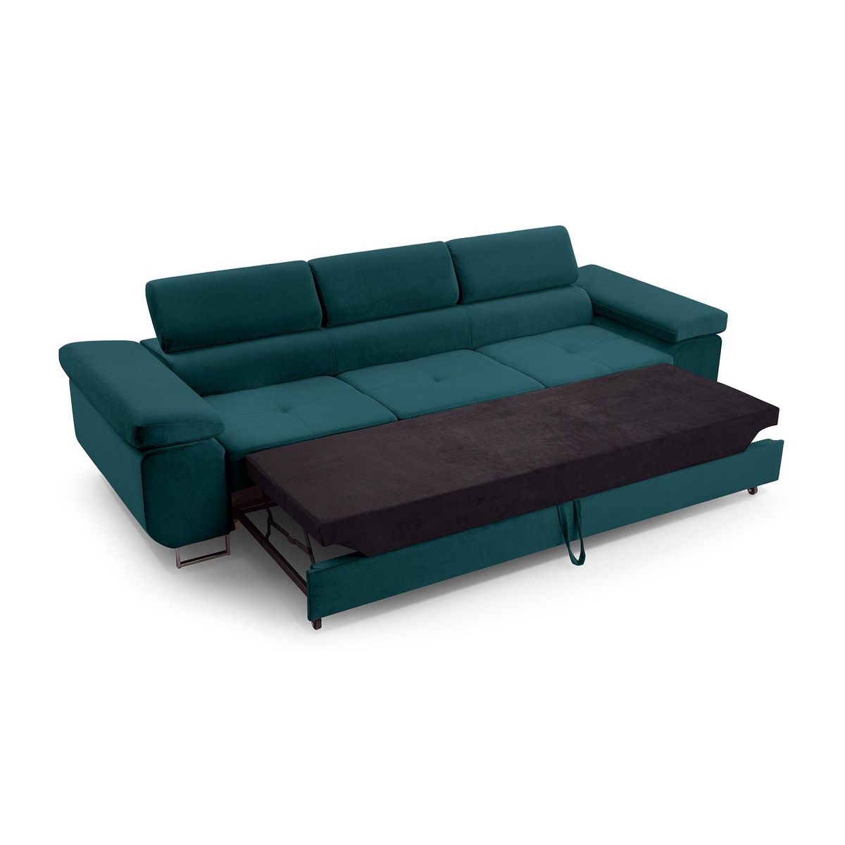 BEST MOBILIER Pablo - canapé 3 places - convertible avec têtières réglables - en velours