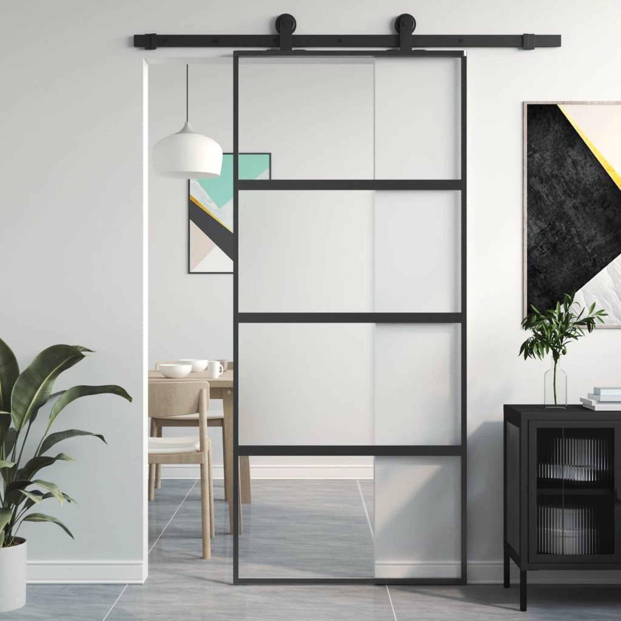 VIDAXL Porte coulissante noir 90x205 cm verre trempe aluminium
