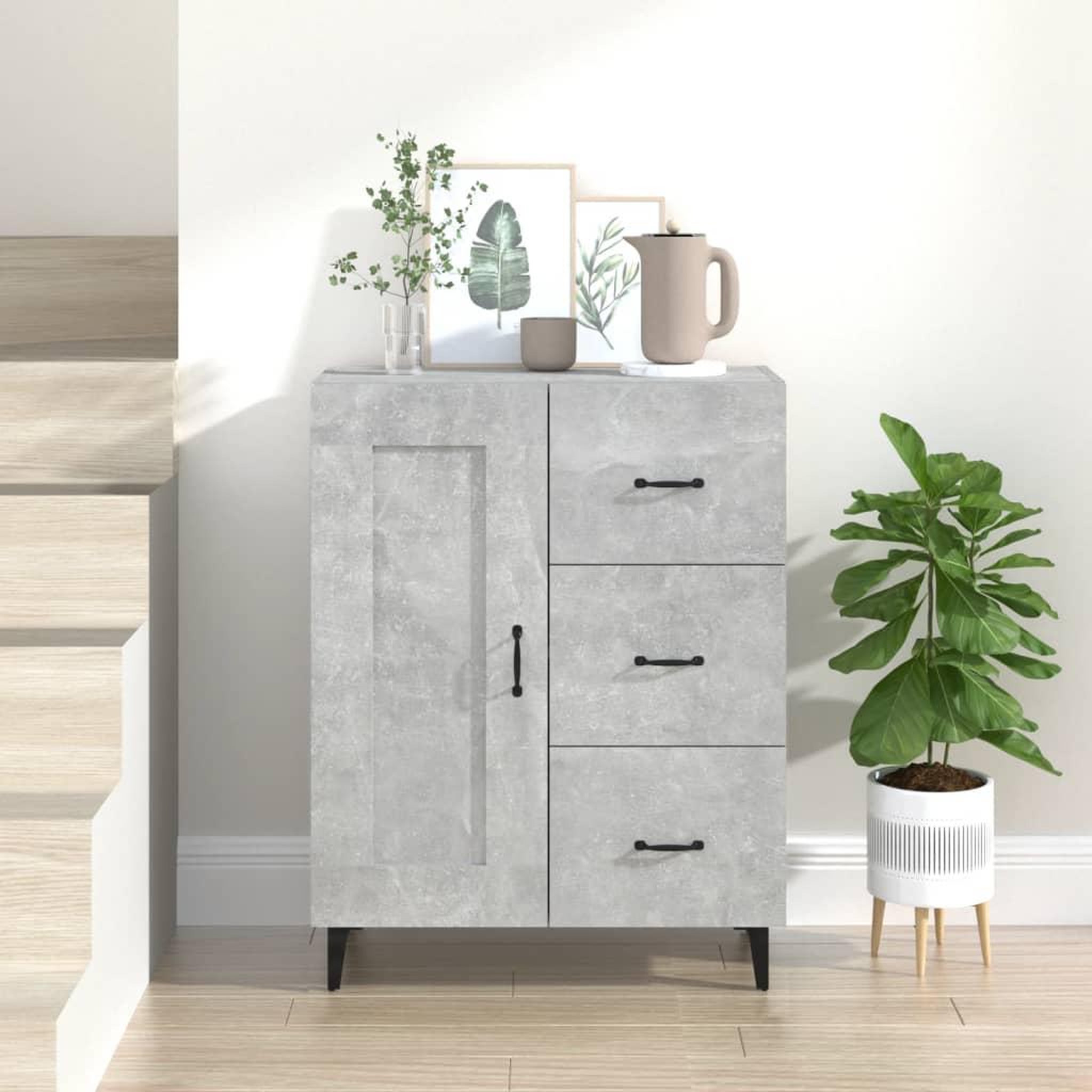 Voir la diapositive 1 : VIDAXL Buffet Gris beton 69,5x34x90 cm Bois d'ingenierie
