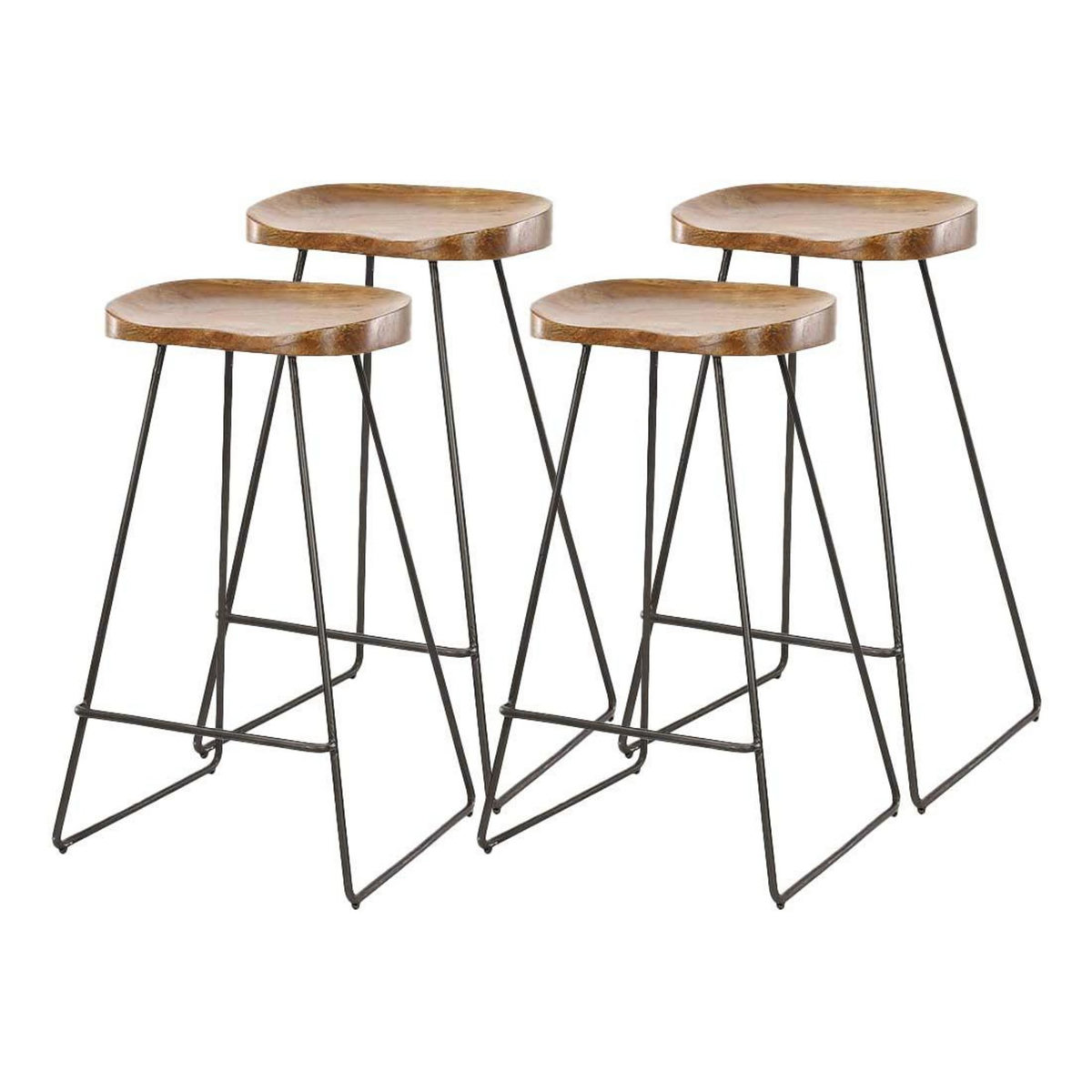 LISA DESIGN Aradia - lot de 4 tabourets de bar - en bois massif d'acacia