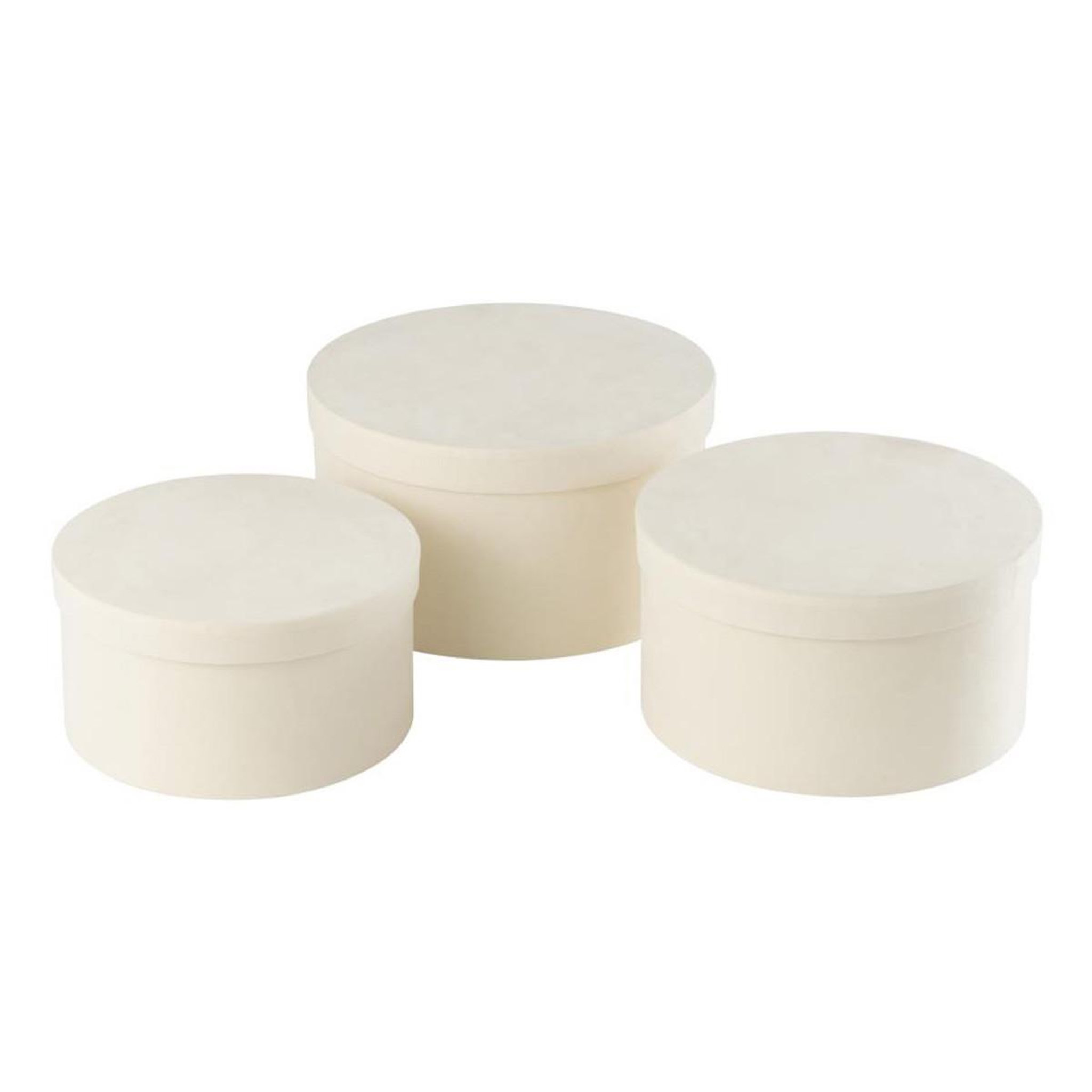 J-LINE Lot de 3 boîtes de rangement rondes plates  vaughn  32cm blanc