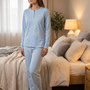 Voir la diapositive 2 : OZABI OZABI Ensemble Pyjama Long Femme Haut Manches Longues