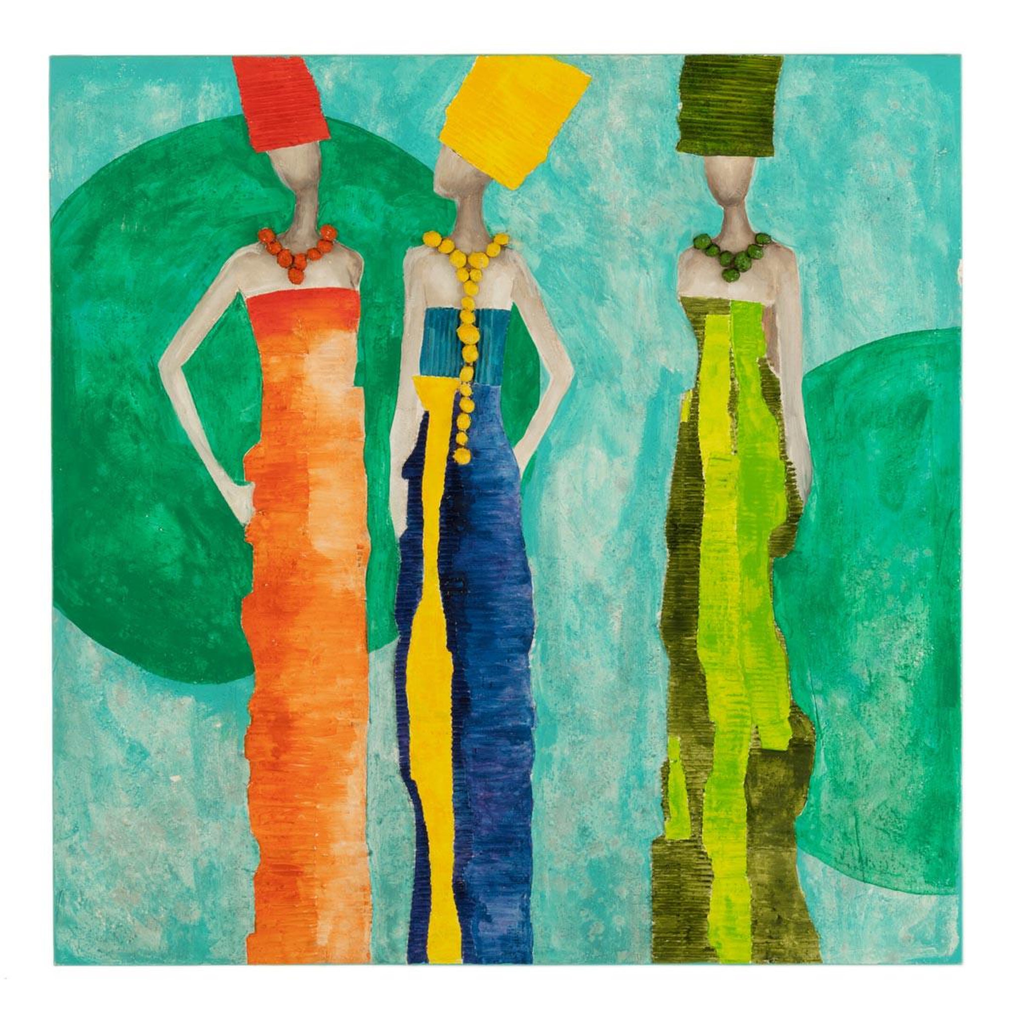 J-LINE Toile peinture déco  fog  100x100cm multicolore