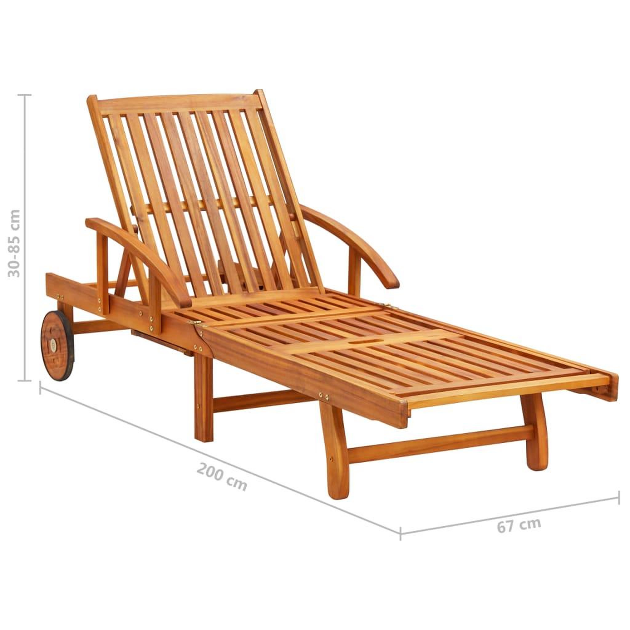 Voir la diapositive 6 : VIDAXL Chaise longue de jardin avec table et coussin Bois d'acacia