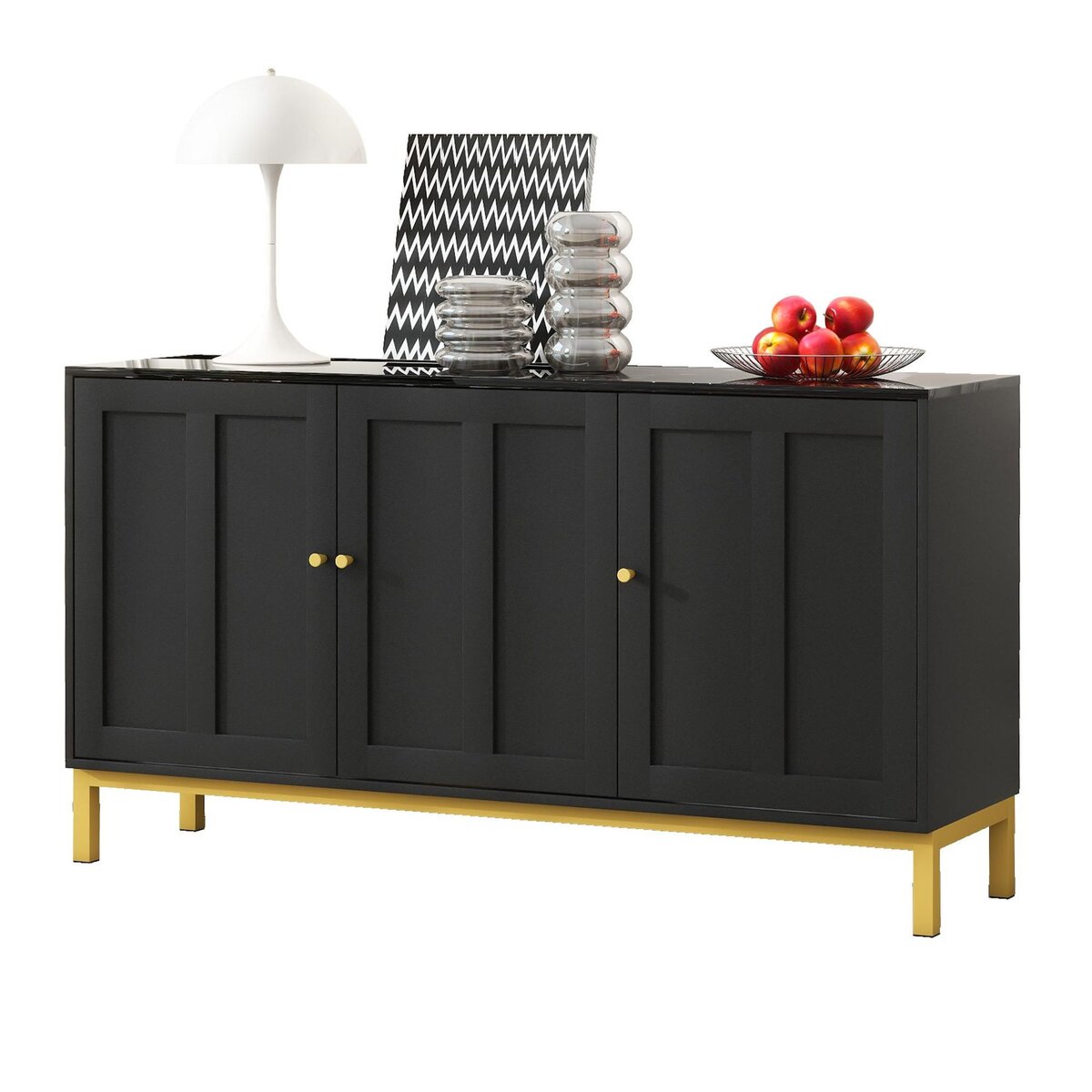 MERAX Buffet 3 porte(s) 0 tiroir(s) - 140 cm noir mdf