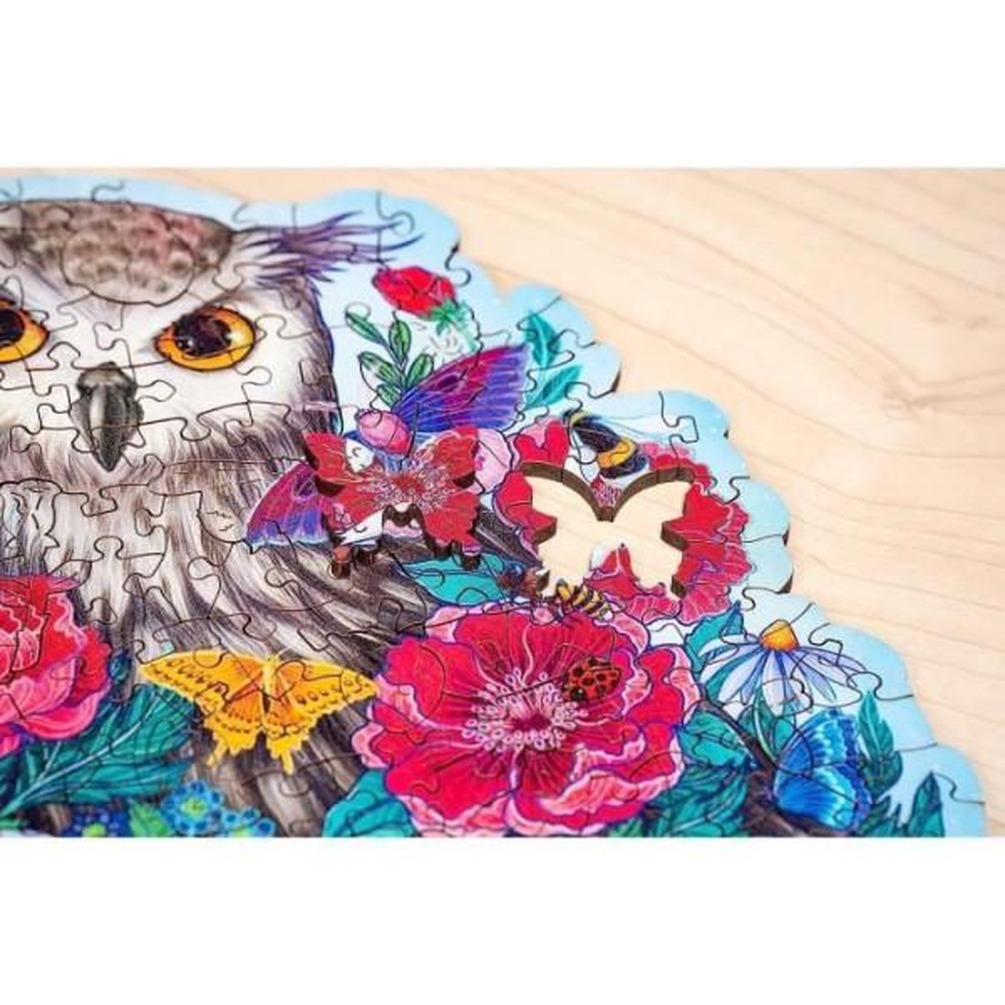 Voir la diapositive 5 : RAVENSBURGER Puzzle en bois 150 pièces – Hibou floral – Illustration artistique nature – Puzzle premium adulte – Ravensburger
