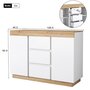 Voir la diapositive 3 : MERAX Buffet 3 porte(s) 3 tiroir(s) - 120,5 cm blanc+naturel panneau de particules