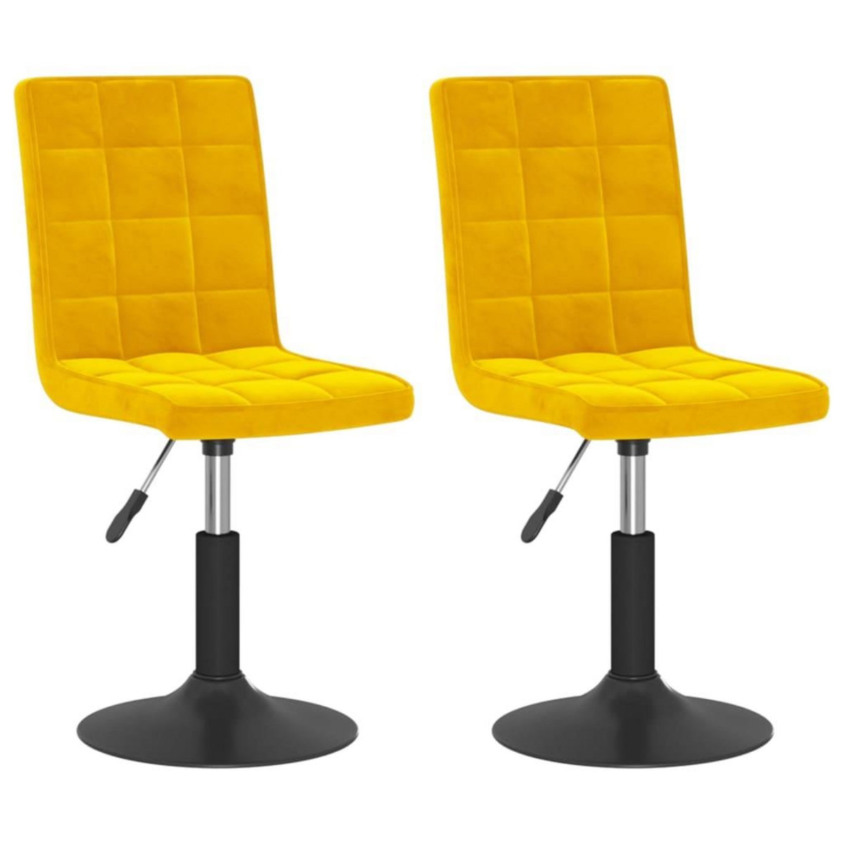 VIDAXL Chaises pivotantes a manger lot de 2 jaune moutarde velours