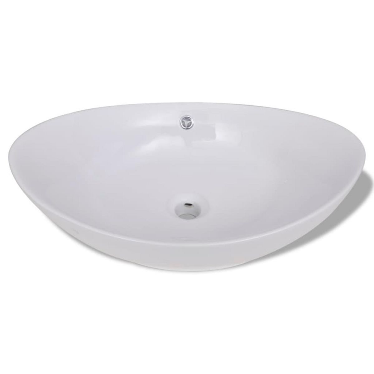 VIDAXL Lavabo ovale en ceramique avec trop plein 59 x 38,5 cm
