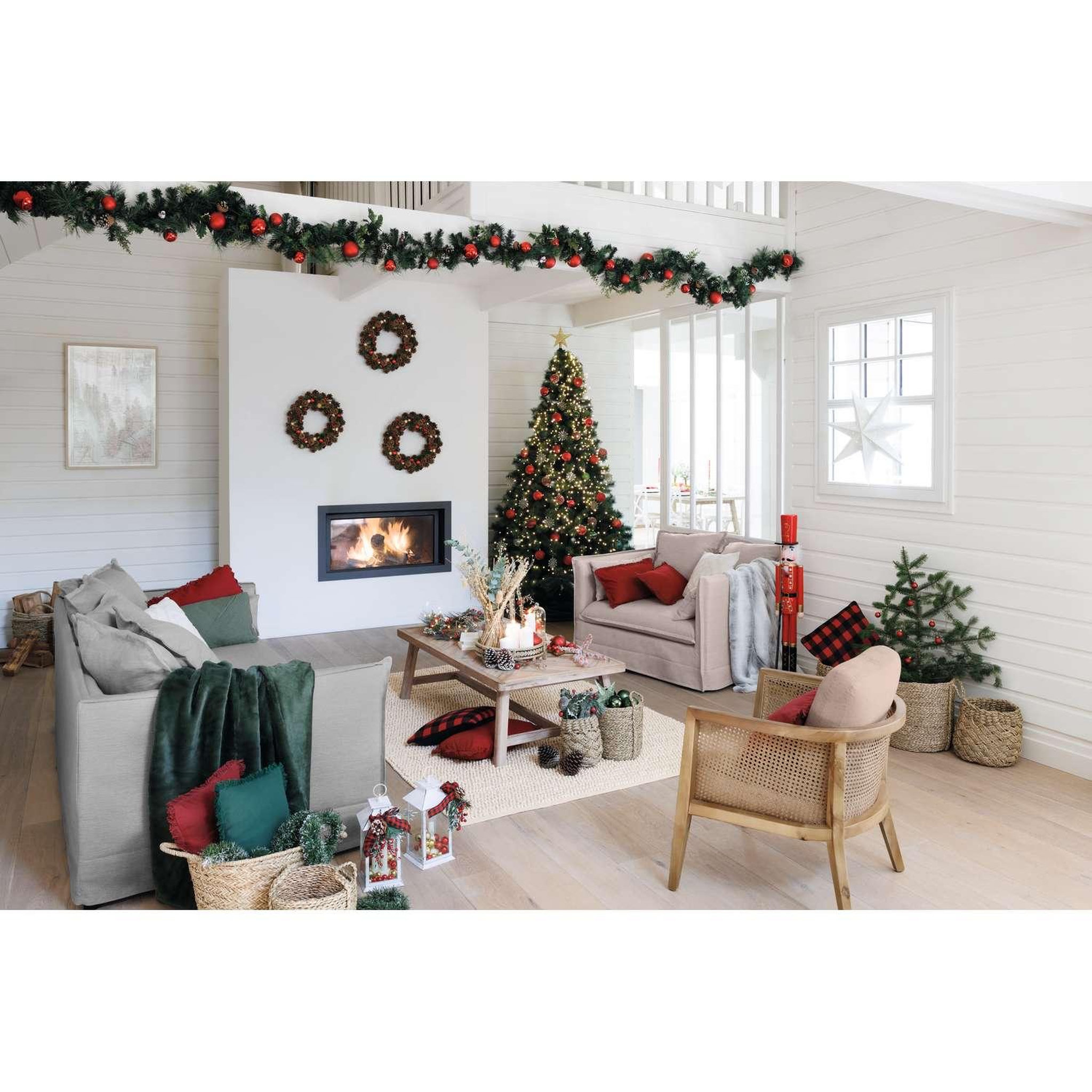 Voir la diapositive 2 : ATMOSPHERA Guirlande de Noël Rêve de Sapin L. 2 M - Vert et rouge