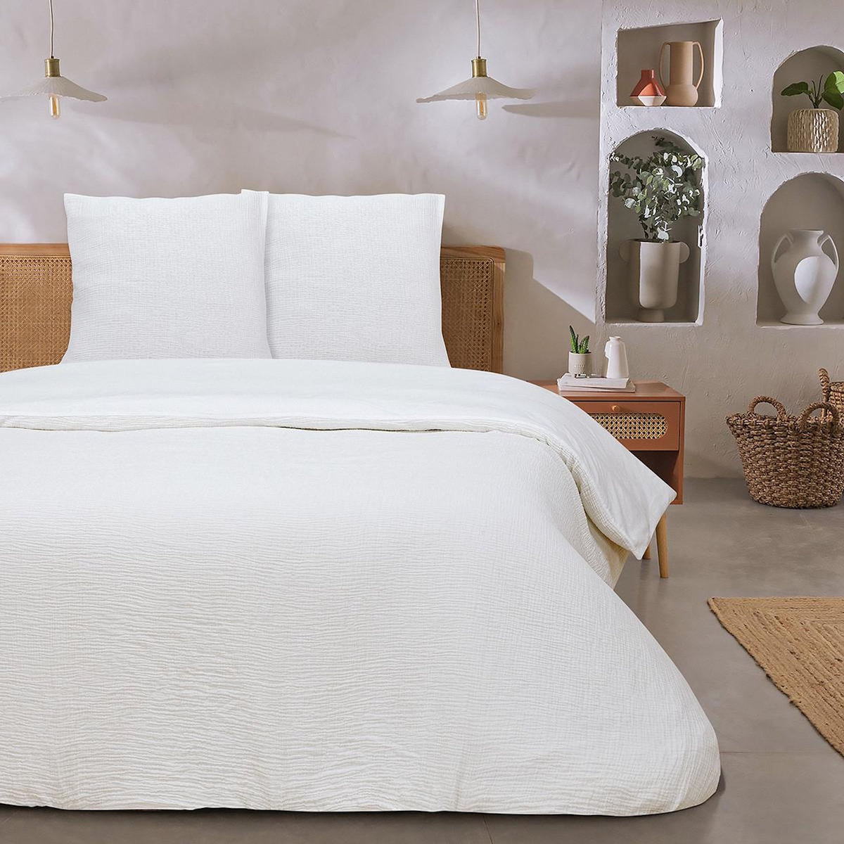 FUTURE HOME Parure de lit double en gaze de coton