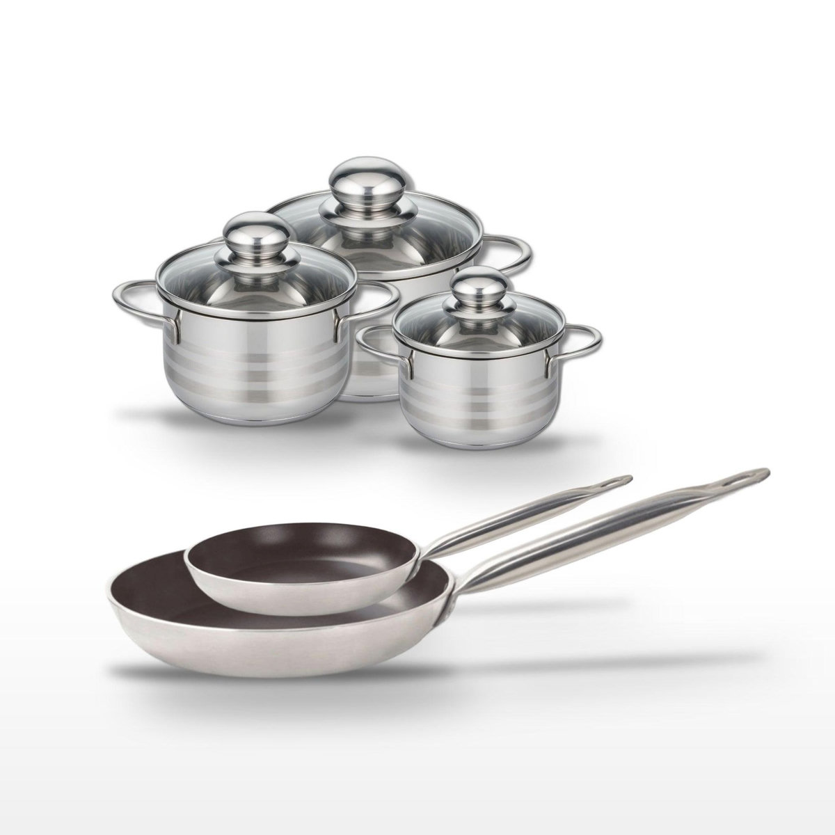 ELO Lot Poêles 24/32 cm et Faitouts 12/14/16 cm Elo Bistro Line