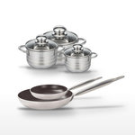 ELO Lot Poêles 24/32 cm et Faitouts 12/14/16 cm Elo Bistro Line