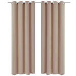 VIDAXL Rideau occultant 2 pcs avec œillets metalliques 135x175cm Creme