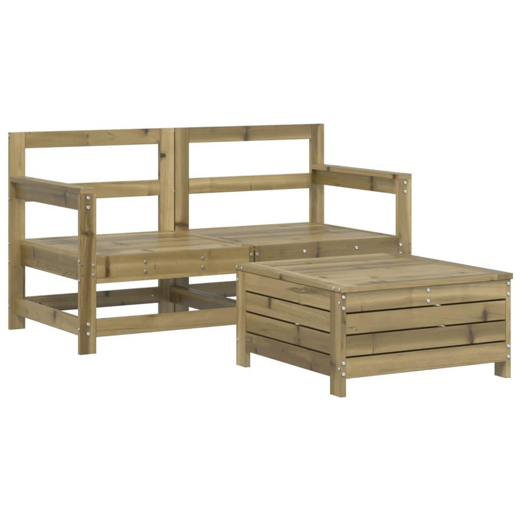 Voir la diapositive 2 : VIDAXL Salon de jardin 3 pcs bois de pin impregne