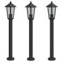 Voir la diapositive 2 : VIDAXL Lampadaires d'exterieur 3 pcs noir 80 cm acier inoxydable