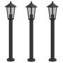 Voir la diapositive 2 : VIDAXL Lampadaires d'exterieur 3 pcs noir 80 cm acier inoxydable