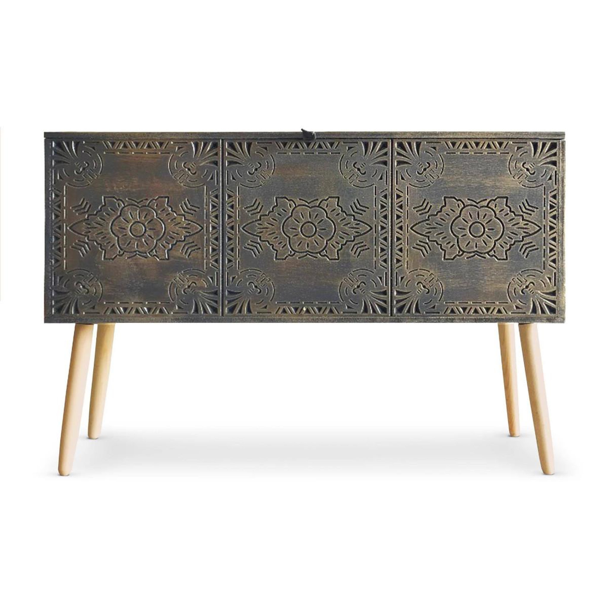 Voir la diapositive 1 : Paris Prix Coffre de rangement  malina  100cm cuivre & or
