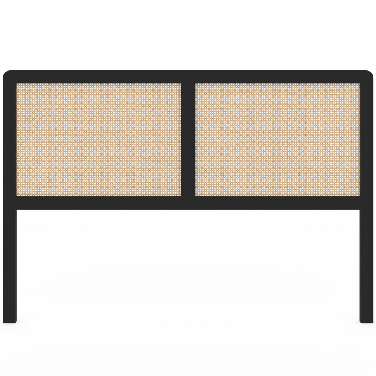 ID MARKET Tête de lit sur pied EDHEN 160 cm cannage et bois noir