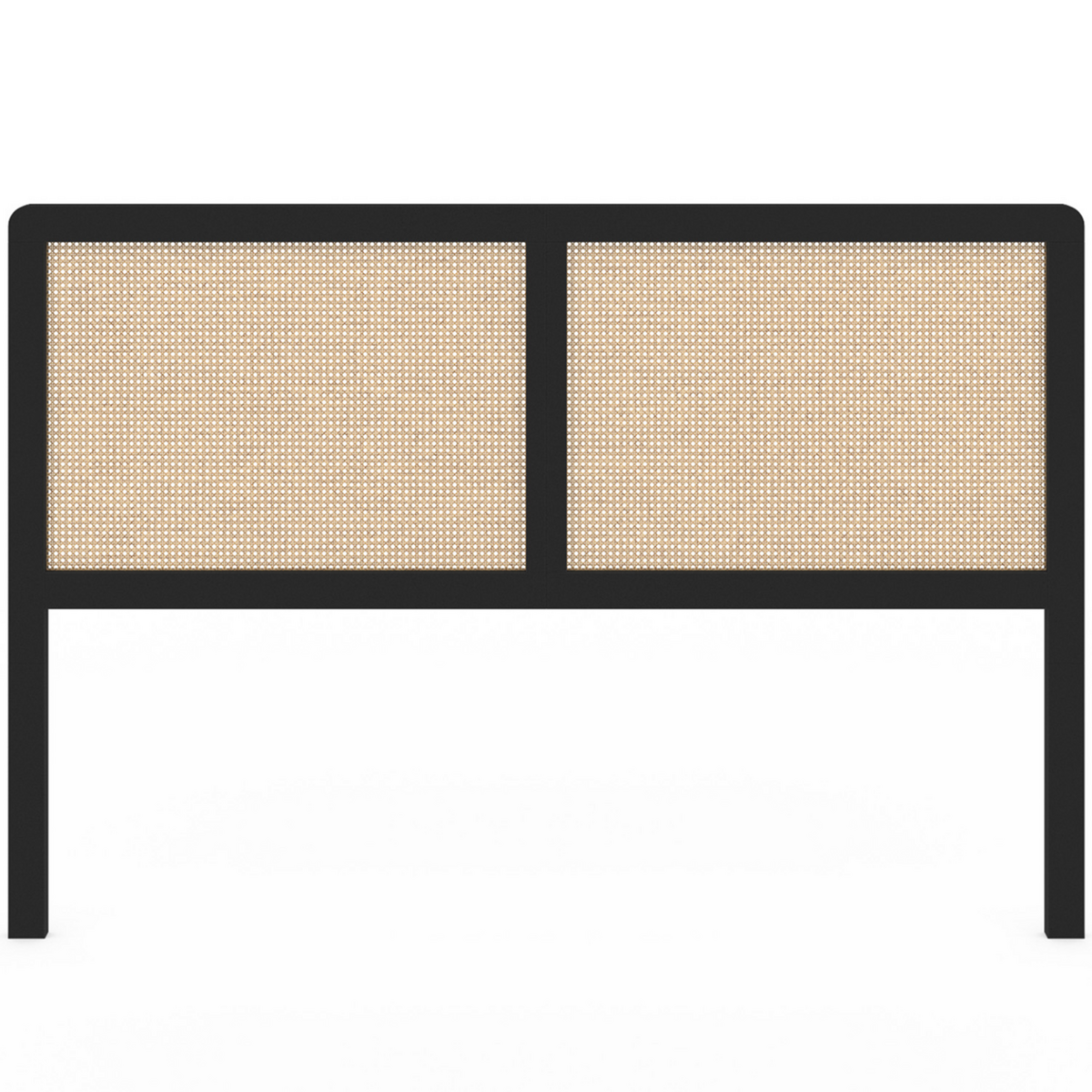 ID MARKET Tête de lit sur pied EDHEN 160 cm cannage et bois noir