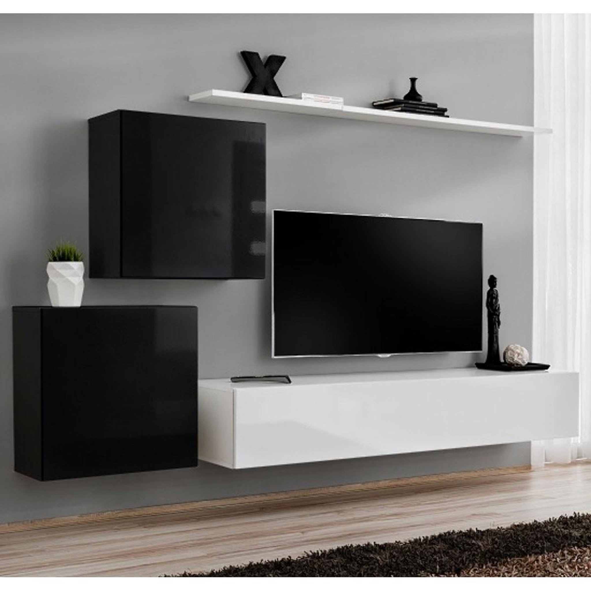 Paris Prix Meuble tv mural design  switch v  250cm noir & blanc