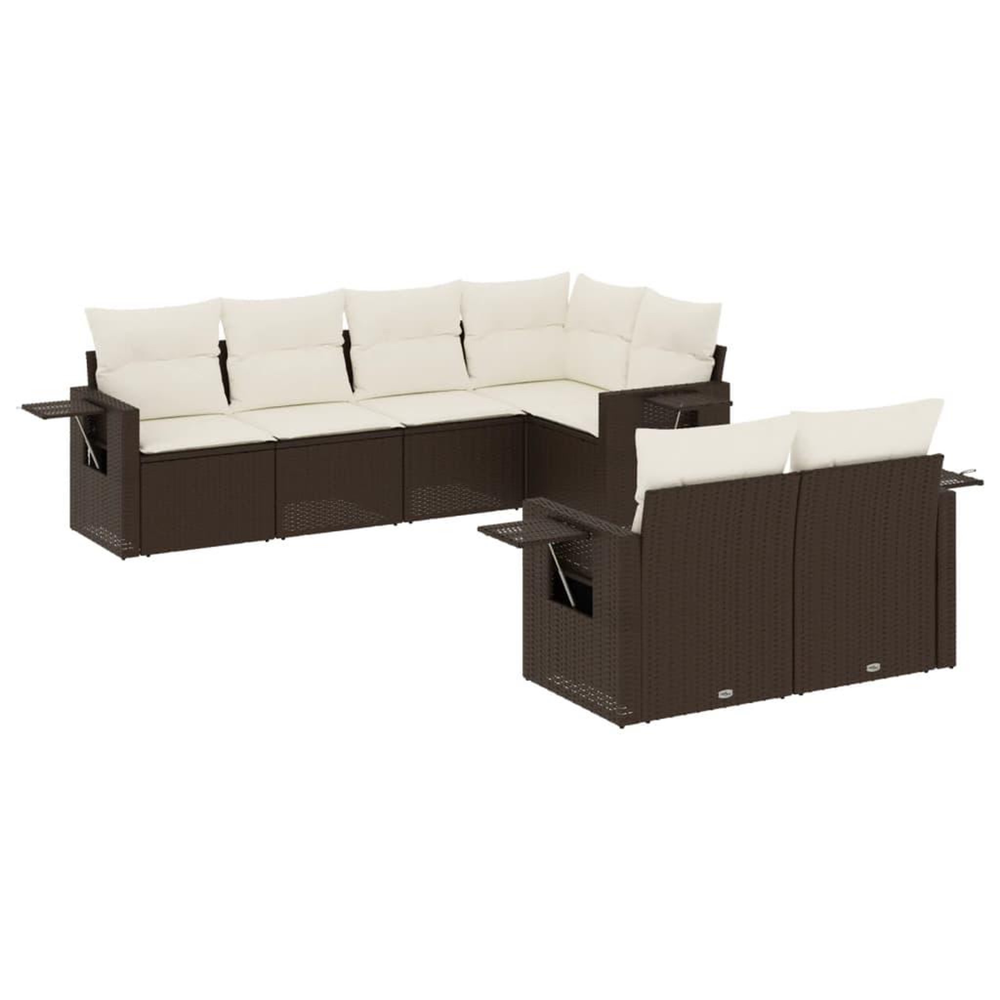 Voir la diapositive 2 : VIDAXL Salon de jardin avec coussins 7 pcs marron resine tressee