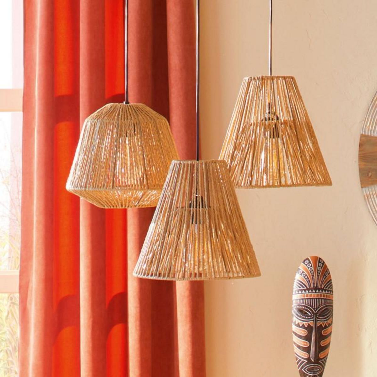 ATMOSPHERA Suspension corde etnik  Giada  diamètre 30 cm hauteur 27 cm Atmosphera