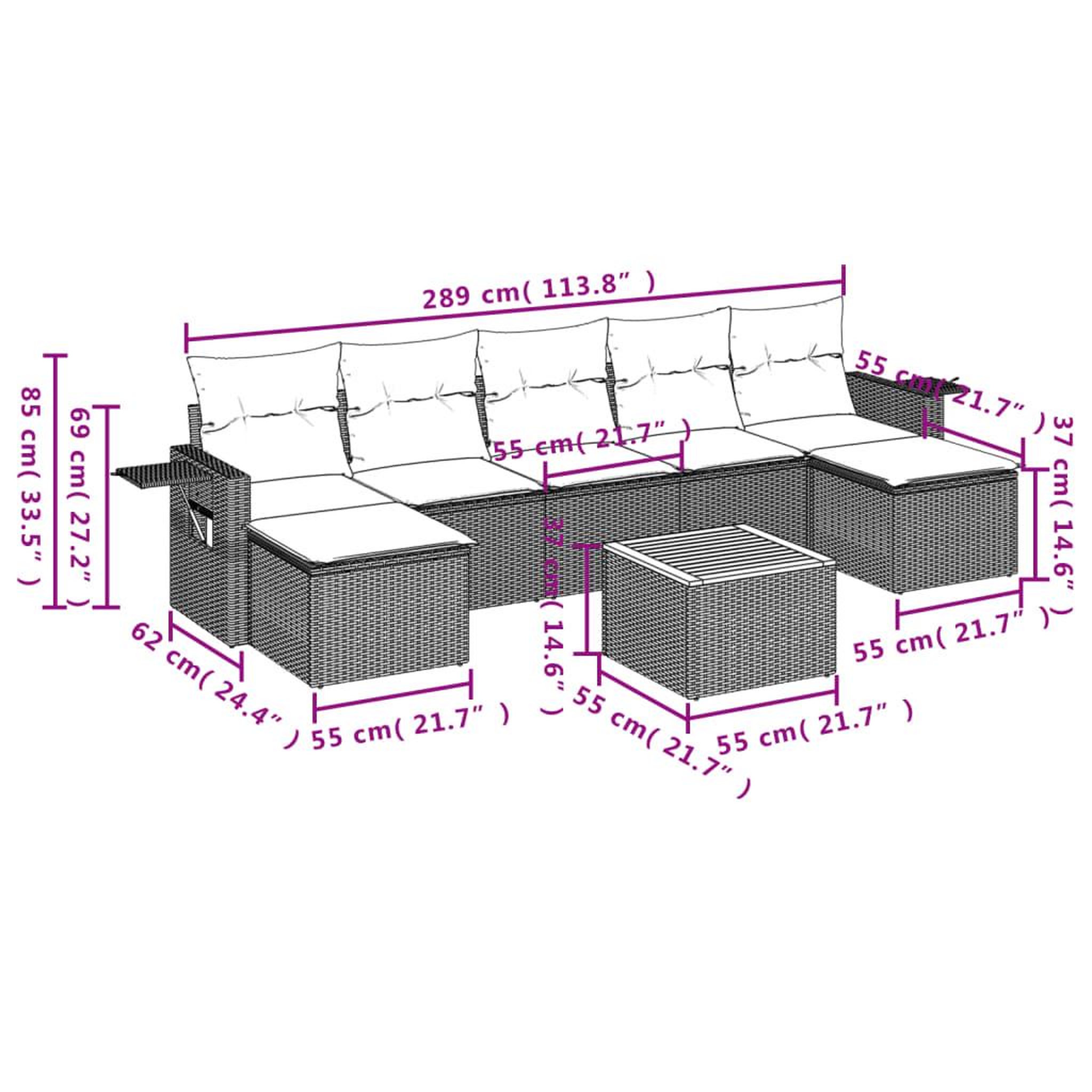 Voir la diapositive 3 : VIDAXL Salon de jardin 8 pcs avec coussins noir resine tressee