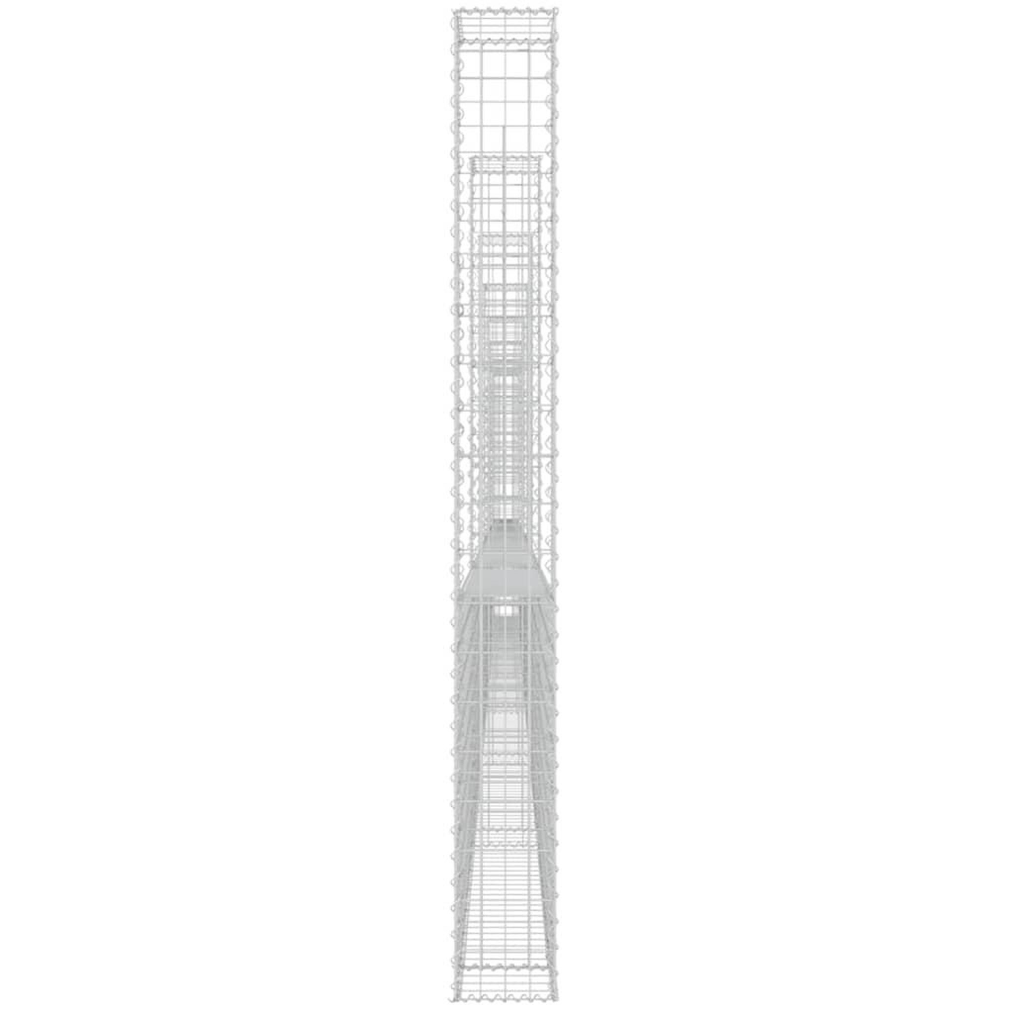 Voir la diapositive 4 : VIDAXL Panier de gabion en forme de U avec 8 poteaux Fer 860x20x200 cm